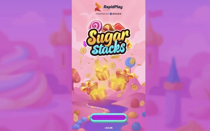 Sugar Stacks – RapidPlay Games のロゴが表示されたロード画面