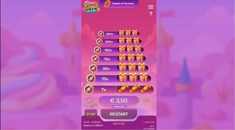 Sugar Stacks – タワーの最上階でキャッシュアウト後のビッグウィン